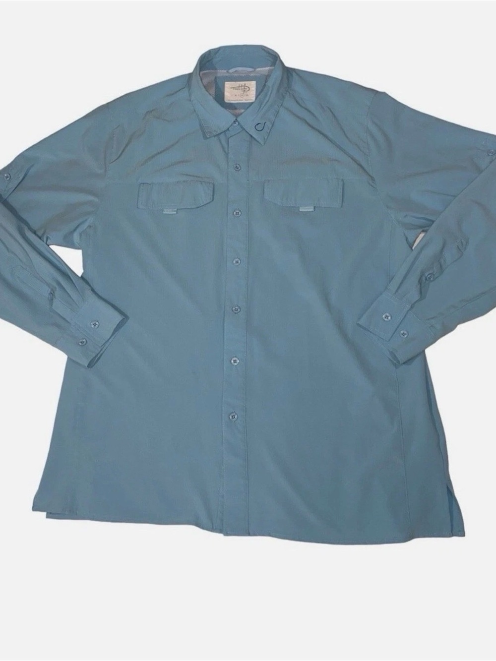 Mens Long Sleeve Vented Fishing Shirt Light Blue Reel Life XL Outdoor